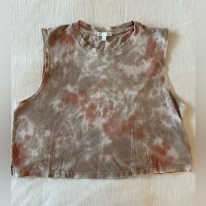 Beyond Yoga Brown and Cream Tie-Dye Crop Top